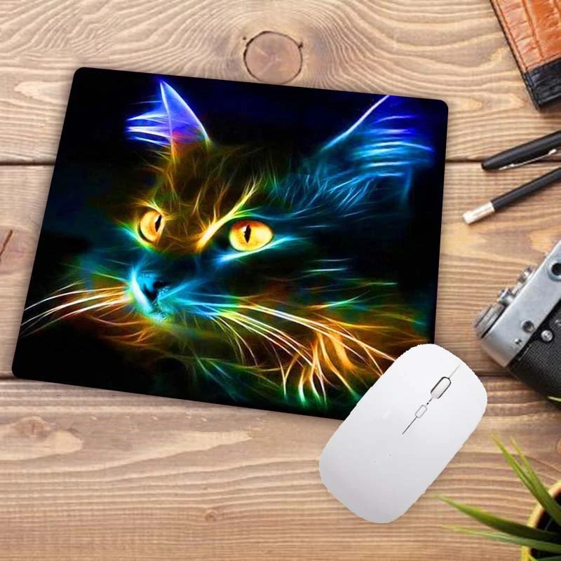Wielka promocja 22X18CM Cartoon Cute Cat Head Cool Designs HD Table Mouse Pad Laptop Computer Gaming Keyboard Mousepad Animal Mat: XS / W kolorze khaki