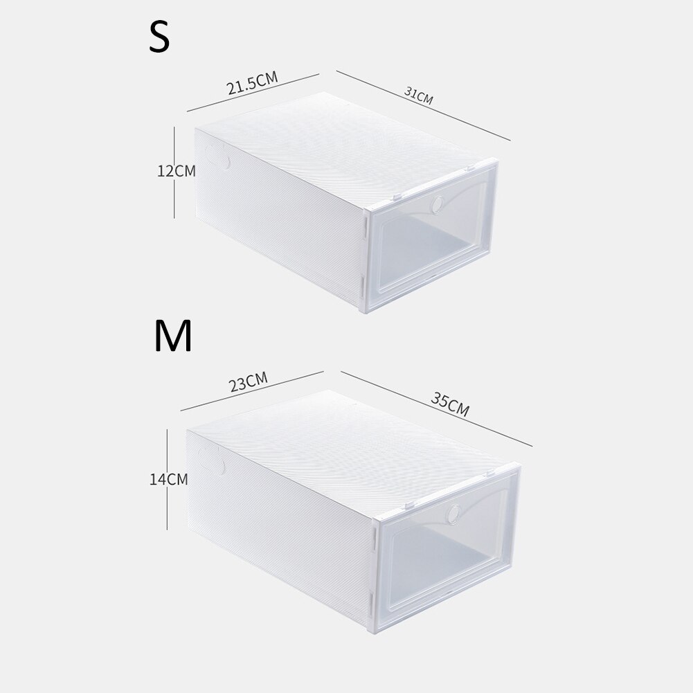 Flip-Open Cover Transparent Stackable Storage Box Shoes Drawer Case Organizer