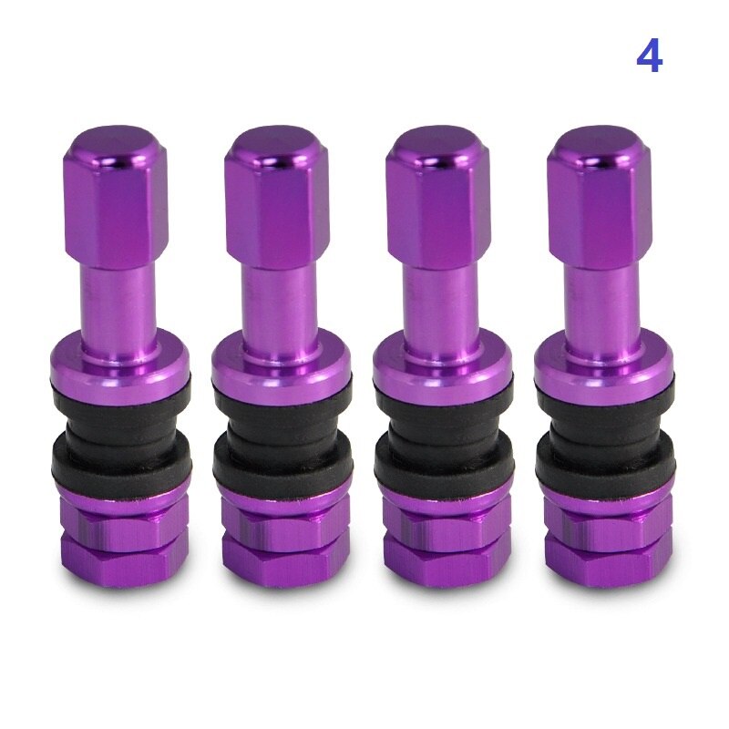 LOPOR 4 unids/set vástago de la válvula del neumático de la rueda de aluminio del coche con la tapa del polvo roja