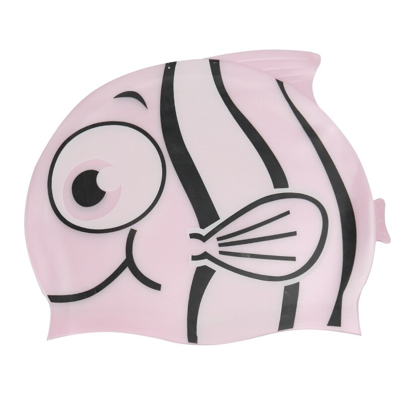 Neue Kinder Kinder Wasserdichte Schwimmen Kappe Cartoon Tier Schwimmen Pool Strand Silikon Kappen Hut Schützen Ohren Lange Haar Für Jungen mädchen: 1-fishlightpink