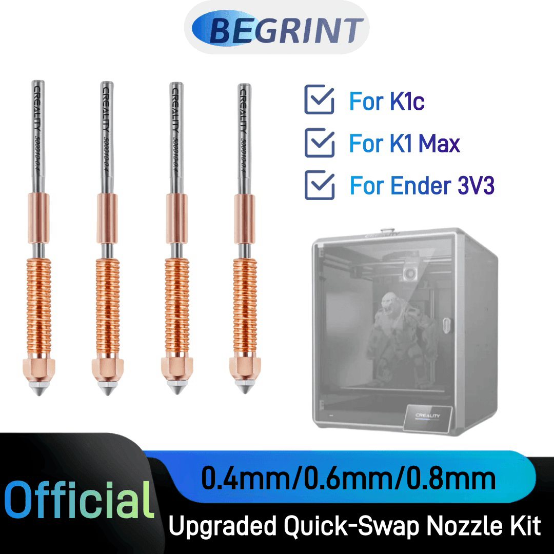 Creality K1C kit ugelli in acciaio temprato Presto-scambio per K1 Max/Ender-3 V3 Ugello Hotend ad alta velocità aggiornato 0,4/0,6/0,8 mm