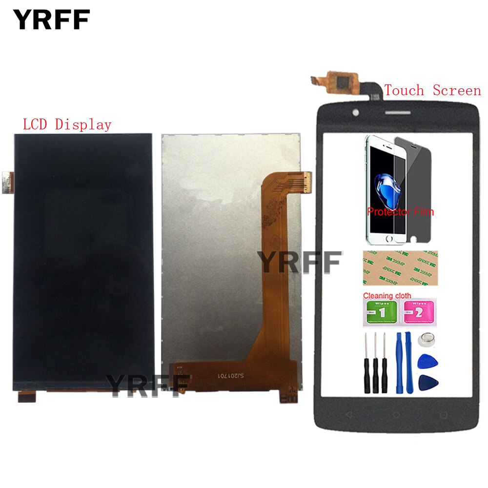 5'' Mobile LCD Display For FLY Cirrus 3 FS506 LCD Display Touch Screen Front Glass Digitizer Assembly Parts Tools Protector Film