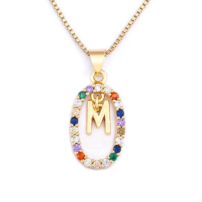 Nouvelle offre spéciale coloré 26 lettres A-Z initiale M S C K Alphabet pendentif longue chaîne collier nom bijoux femmes accessoires: Zinc bleu plaqué