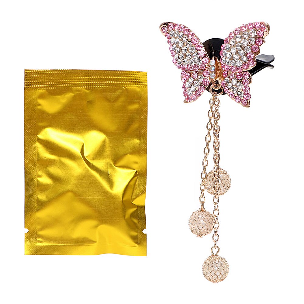 Leepee fast duft luftfrisker kunstig krystall bil luftventil parfyme bil-styling søt sommerfugl form: B