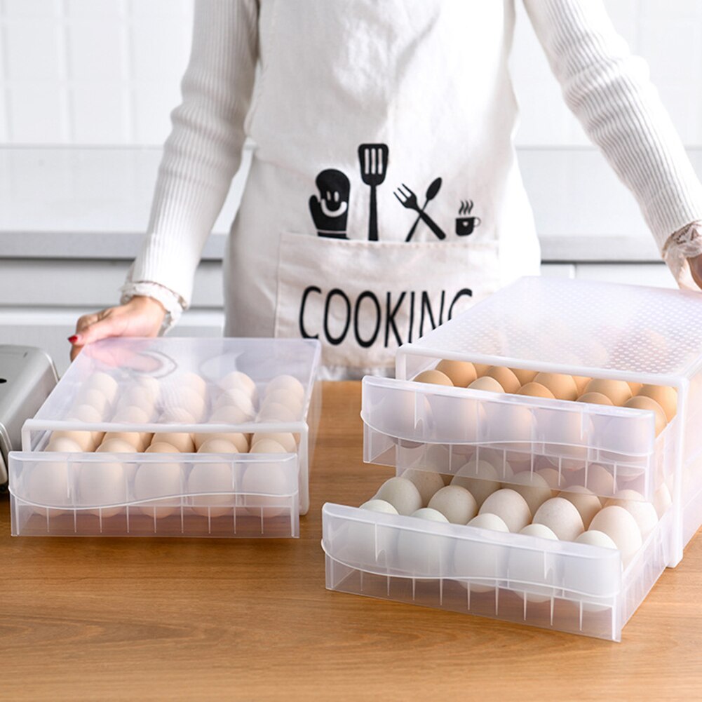 30/60 Cavity Egg Storage Case Plastic Box Kitchen Refrigerator Crisper Container