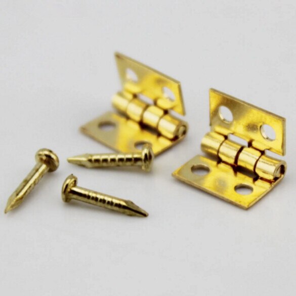 20 unids/set de bisagras de para casa de muñecas Mini Metal 1/12 con clavos para muebles en miniatura decoración del hogar Uso De puerta herramientas accesorio