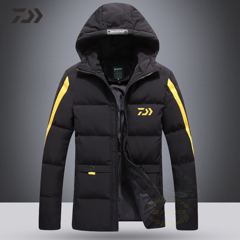 Fishing Clothing Winter for Fish Suit Thick Thermal Clothes Fishing Jacket Men Letter Outdoor Hiking Cotton Coat Fishing Wear: YELLOW / 3XL