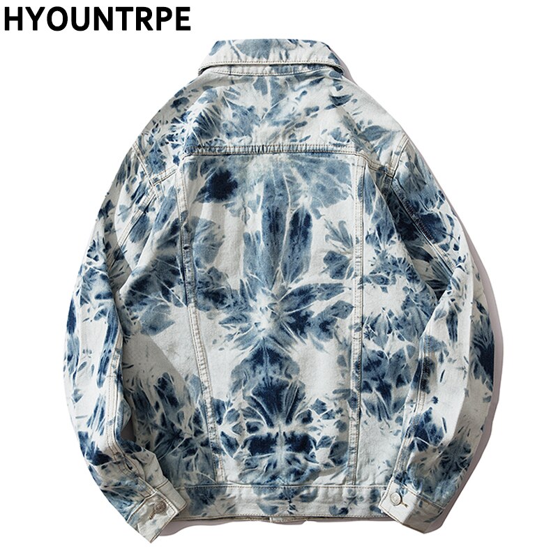 cravate teints jean vestes manteau hommes décontracté simple boutonnage col rabattu Denim Streetwear Hip Hop veste d'extérieur