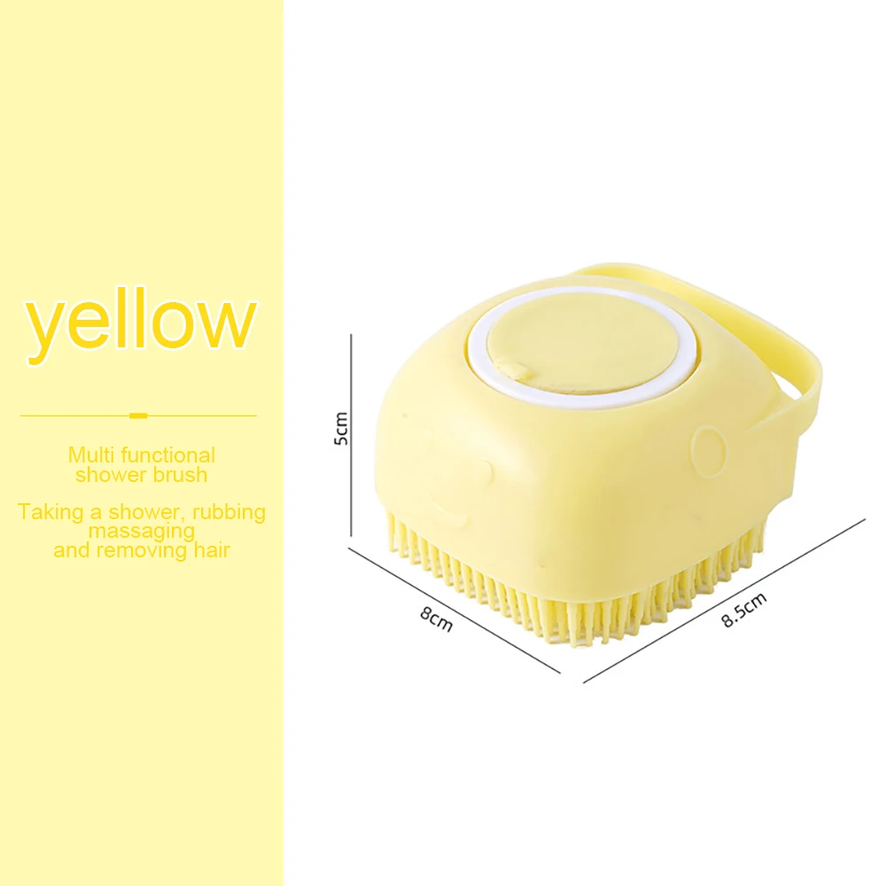 Cepillo de masaje para baño, multifuncional, para cachorros, perros grandes, gatos, seguridad suave, accesorios de silicona para mascotas, herramientas para perros y gatos: YELLOW
