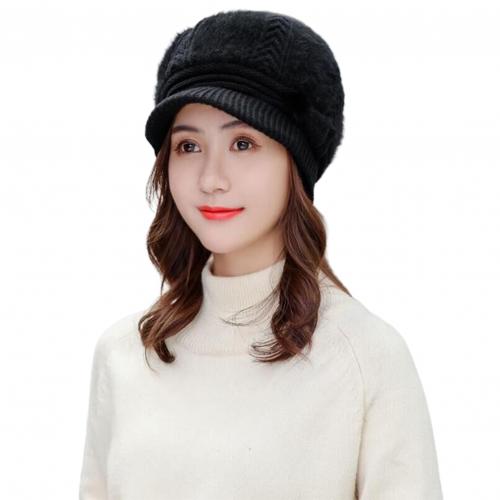 Winter dames gebreide baret muts met klep verguld roze wijnrood warme zachte effen muts dames imitatiebont muts: Paars