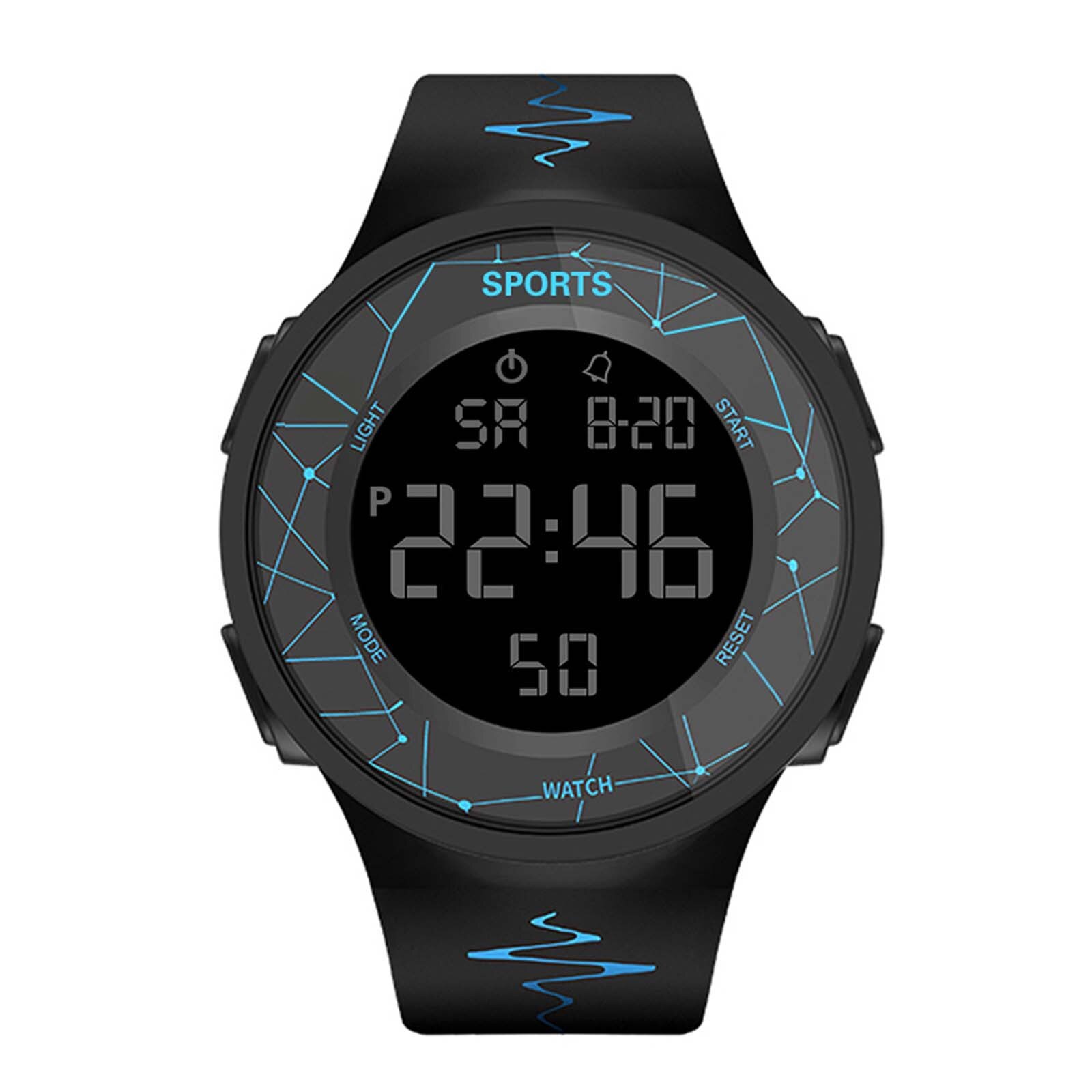 Luxe Heren Horloge Digitale Led Datum Sport Mannen Multifunctionele Waterdichte Outdoor Elektronische Mannen Digitale Horloges Reloj Hombre: Dark Blue