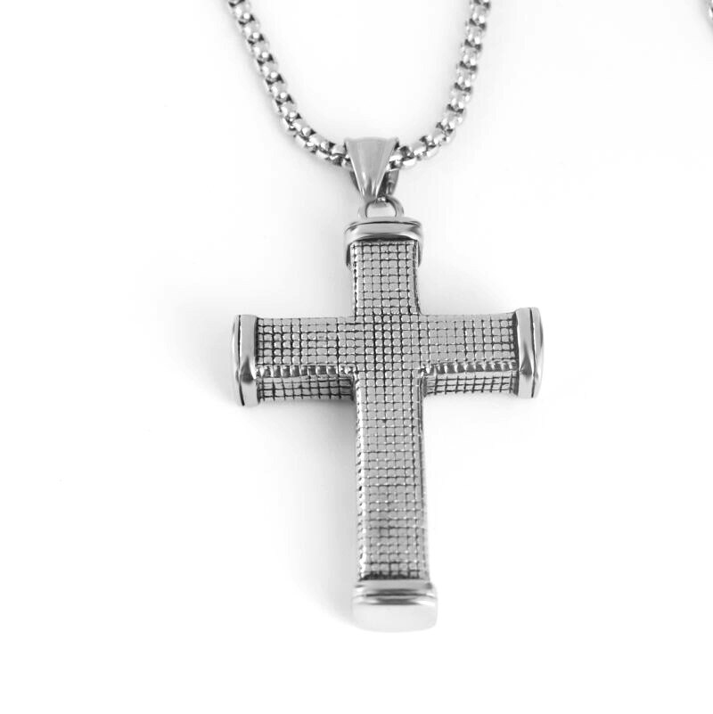 HNSP Hip Hop Solid Big Cross Pendant necklace For Men Male Stainless steel chain