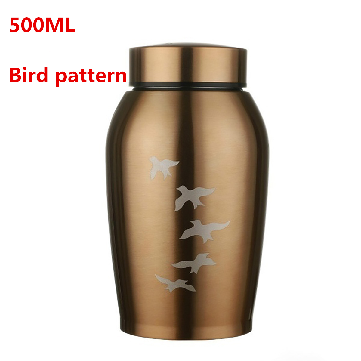 Gold/Black Stainless steel Urns Pets Dog Cat Birds Mouse Cremation Ashes Urn Keepsake Casket Columbarium Pets Memorials: 500ML Bird