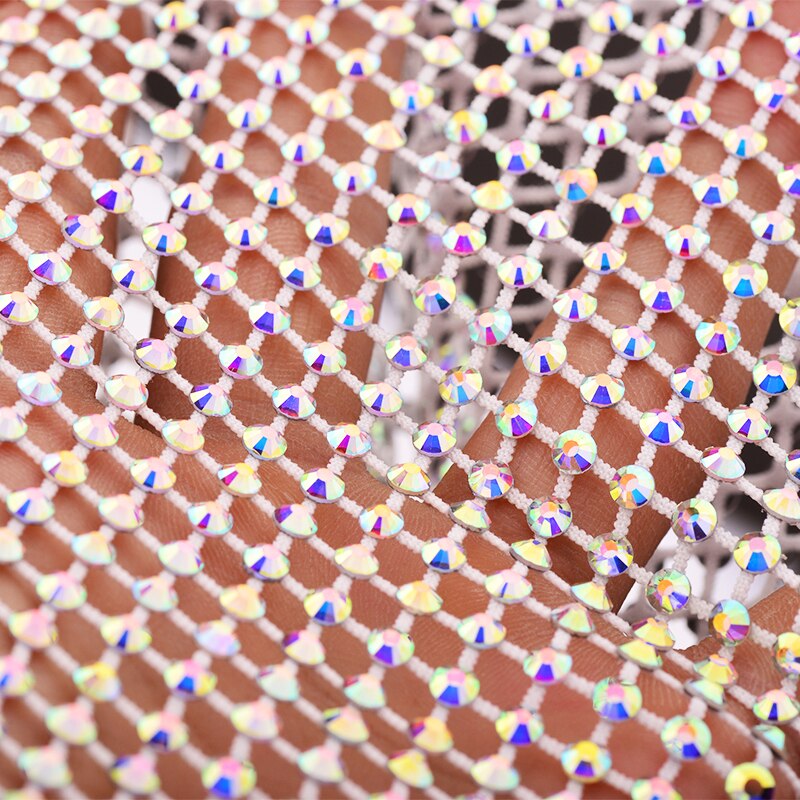 Junao 1X1.5 Meter Glitter Wit Ab Naaien Strass Mes... – Grandado