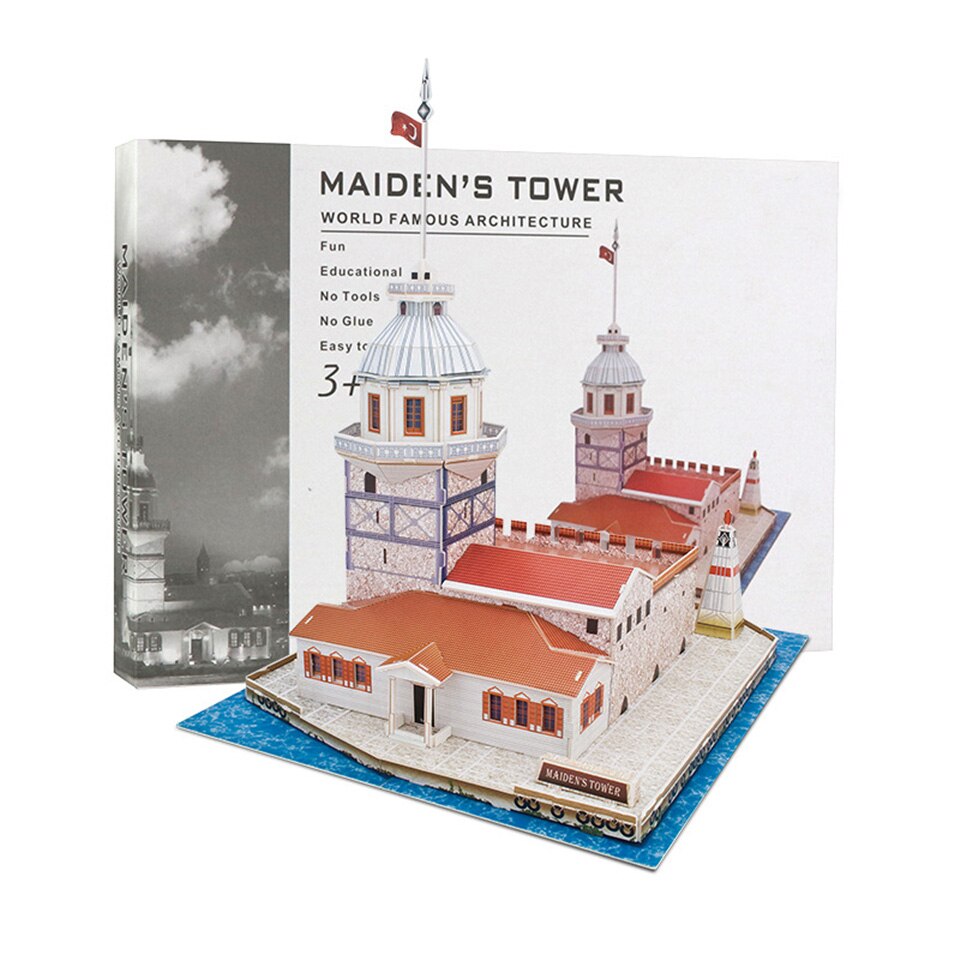 Grote Maat 3D Wereld Architectuur Puzzels Intellectuele Ontwikkeling Papier Diy Attracties Souvenirs Kids Speelgoed: Maidens Tower