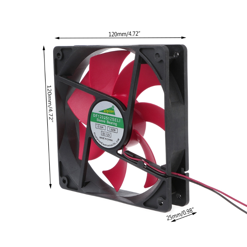 Mini 120x120x25mm DC 12V 0.16A 2 Pin 7-Blade Blower Cooling Fan Cooler 12025