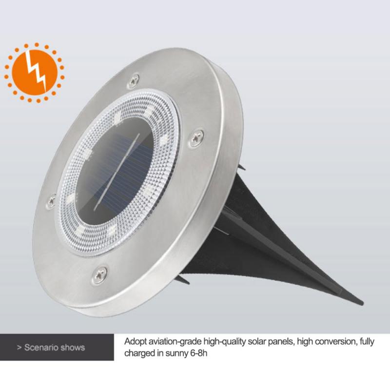 8 LEDs Ground Light Solar Powered Garden Landscape Lawn Lamp Buried Light Outdoor Road Stairs Decking Light With Light Sensor