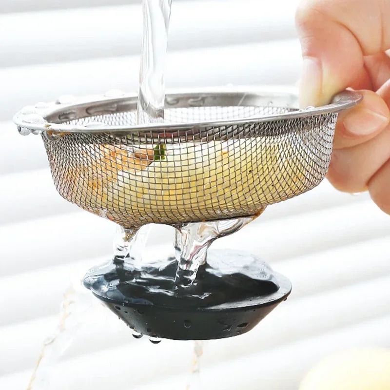 Filtro de acero inoxidable para fregadero de cocina, coladores de malla para alcantarillado, bolsas de malla desechables para filtro de fregadero, drenaje de suelo de baño, filtro de residuos de pelo