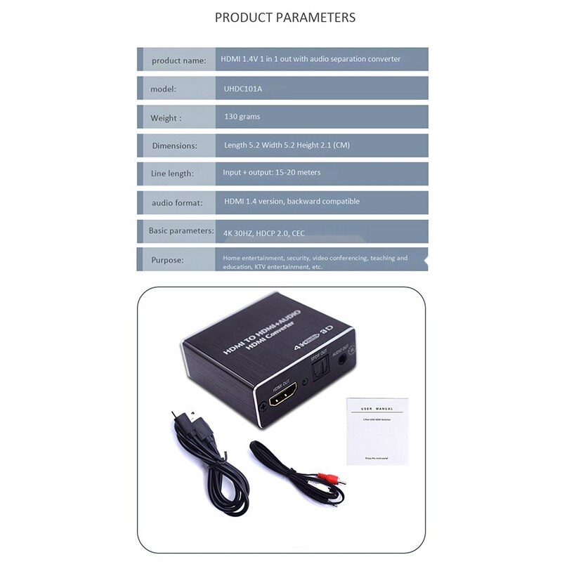 Hdmi Audio Extractor HDMI to HDMI and Optical 3.5mm Stereo Audio Extractor Converter HDMI Audio Splitter Adapter