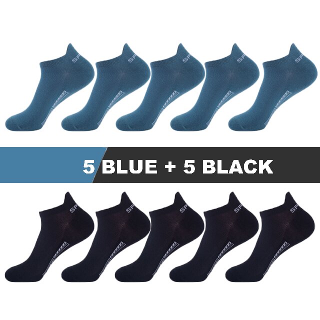 10 par/lote calcetines de hombre de calcetines deportivos de algodón transpirables tobilleros malla Casual Atlético verano corte fino corto Sokken: Talla única / Gris