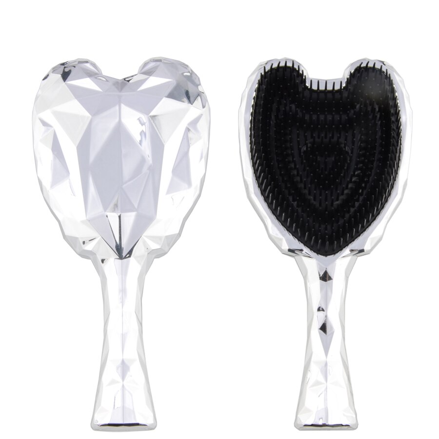 1pc Angel Detangler Hair Brush Handle Magic Anti-static Tangle Comb Massage Comb Smooth straight Hairdressing bright colors: Silver