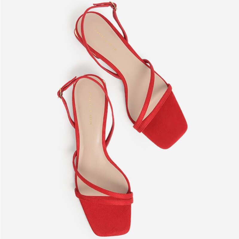 Zomer Lage Hak Sandalen Mode Vierkante Teen Back Strap Sandales Voor Vrouwelijke Feeën