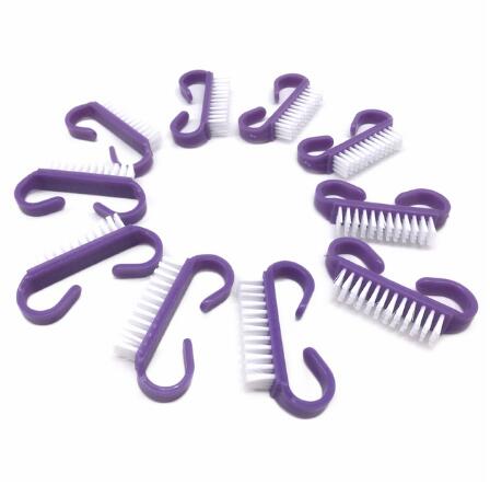 100 Pcs Plastic Manicure Pedicure Borstel Nail Cleaning Tools Soft Verwijder Dust Make-Up Kwasten Nail Care Accessoires Mix Kleur: purple