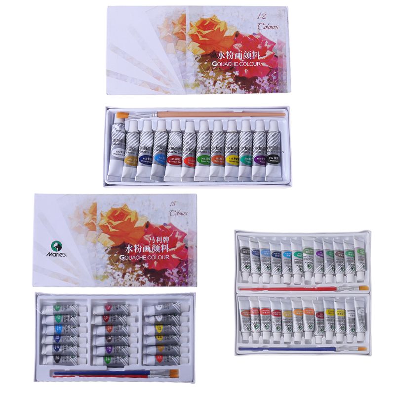 Juego de 12/18/24 colores de pintura de acuarela artística, tubos de 5ml de colores vivos para artistas y estudiantes