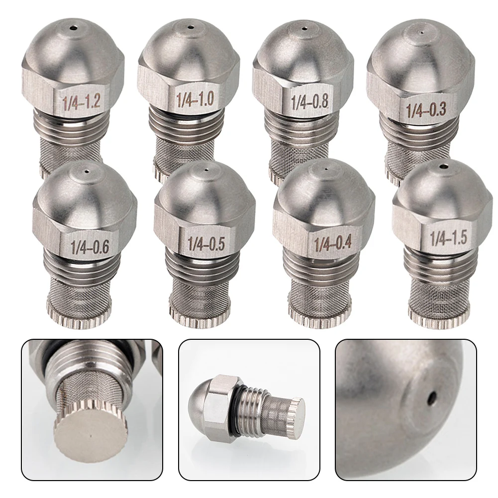 Forstøvende spraydyse dia 0.3-1.5mm fin forstøvende spray 1/4 bspt høy- og lavtrykksdyse åpning rustfritt stål