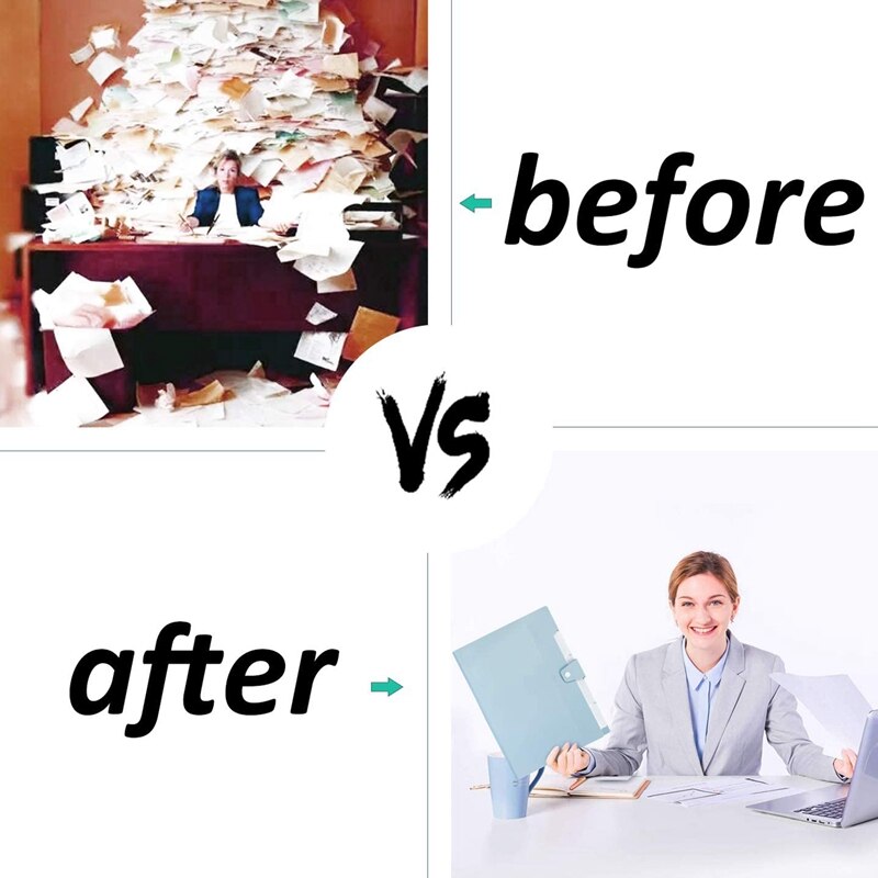 5 Pocket Expanding File Organizer, Folder with Snap Button Closure for A4 Letter Size Paper Document Waterproof (3 Pack)