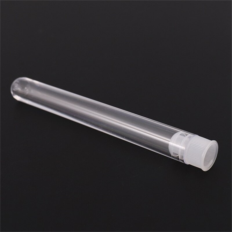 100Pcs 12X100mm Clear Plastic Test Tube With Cap U-Shaped Bottom Long Transparent Test Tube Lab Supplies