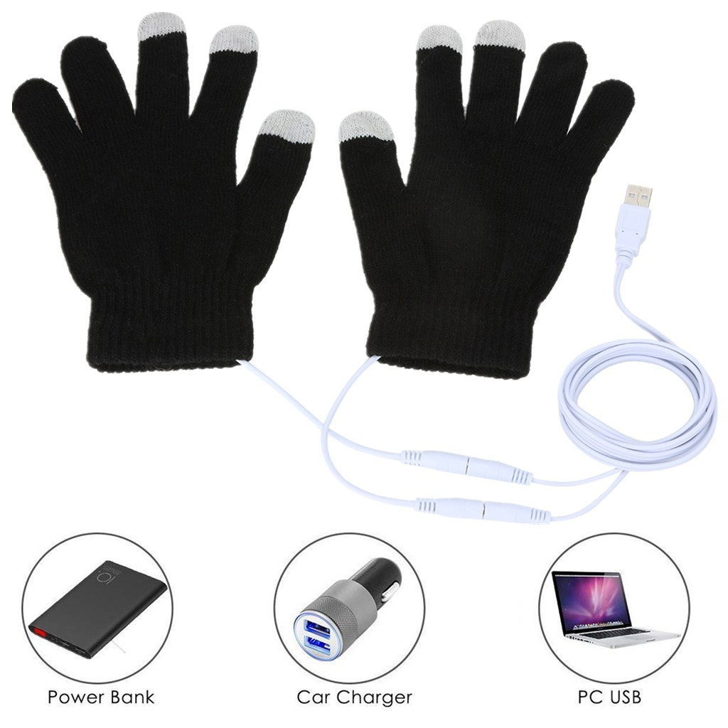 Men Women USB Heating Gloves Warm Hand Constant Temperature Portable Soft Wearable Winter Touch Screen Smart Phone gloves