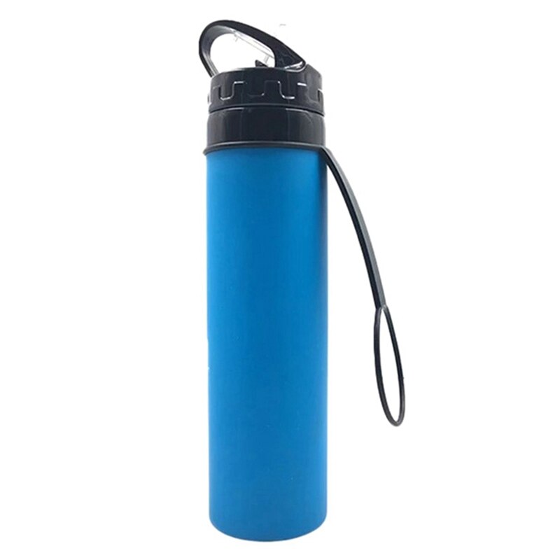 Botella de agua plegable portátil, tetera de silicona a prueba de fugas, para viaje al aire libre, acampada, botella de agua deportiva