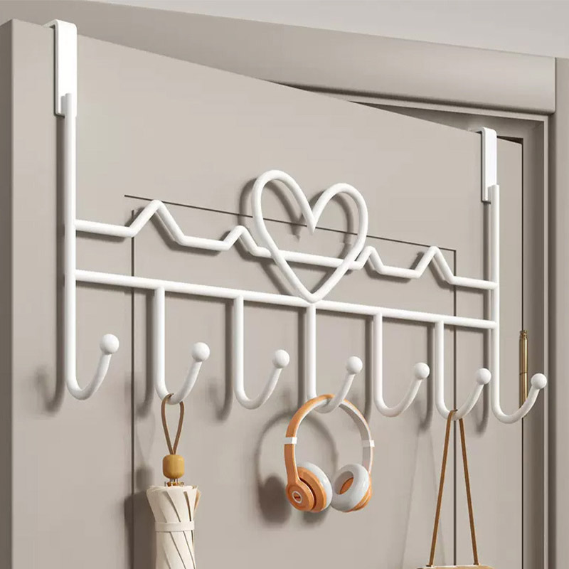Gancho de almacenamiento para colgar en la pared, colgador de ropa sin perforaciones, accesorios organizadores de almacenamiento para dormitorio, puerta en forma de corazón