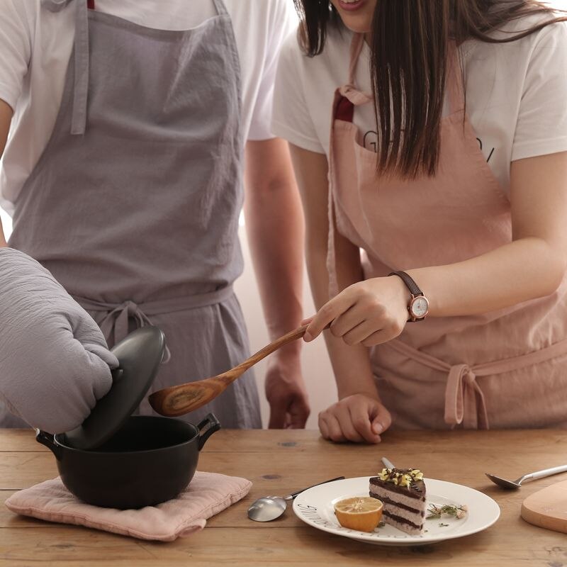 Aprons Simple Washed Cotton Korean Style Uniform Unisex Adult Aprons for Woman Men's Male Lady's Kitchen Cooking Pinafores