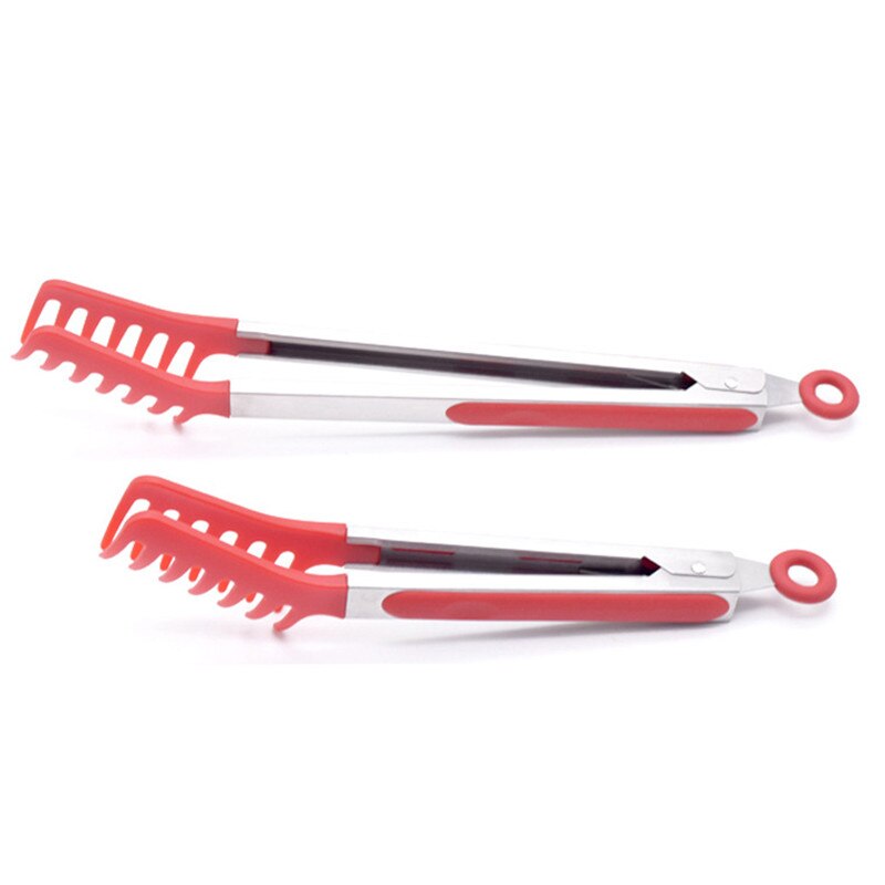 9/12/14 zoll Silikon Nudel Zange Pasta Spaghetti Zange Lebensmittel Clips Edelstahl Griff Kochutensilien Küche zubehör