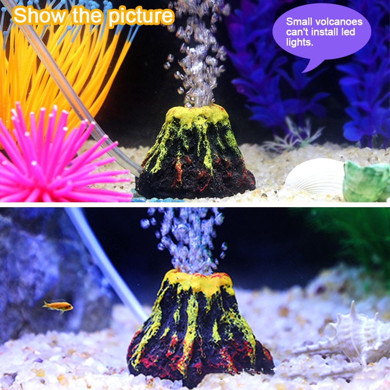 Aquarium Volcano with Air Bubbler, Realistic Fish Tank Volcano Ornaments Bubble Maker, Great Addition to Fish Tank Aquarium