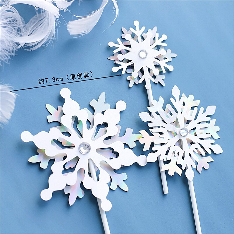 yarn Christmas Tree Elk Snowflake Cake Topper for Birthday Party Decor Star Baking Supplies Dessert: 3pc set B