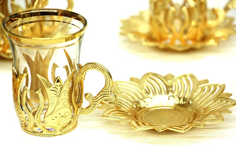 Turkiska tekoppar set arabiskt glas kopp mugg kaffe gjord i turkiet bästa handgjorda koppar vatten zamzam serveringsglas tefat