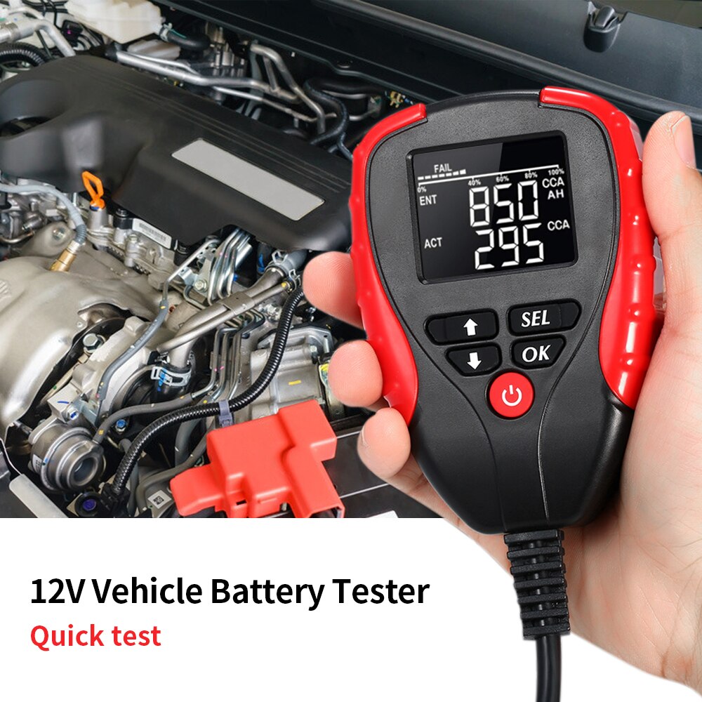 12V Vehicle Battery Tester with AH/CCA Mode Automotive Battery Load Tester Analyzer Automobile Vehicle Battery Diagnostic Tester