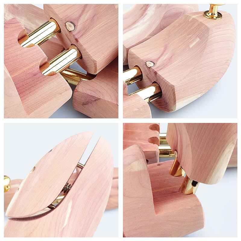 1 Pair Twin Tube Red Cedar Wood Adjustable Shoe Shaper Men's and Women's Shoe Tree Stretcher Keeper Anti-wrinkle
