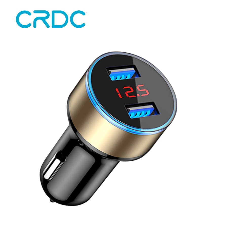 Crdc Autolader 5V 3.1A Met Led Display Universele Dual Usb Telefoon Auto-Oplader Voor Xiaomi Samsung S8 iphone X 8 Plus Tablet Etc