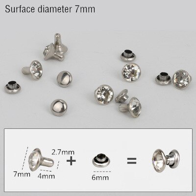 1000Sets 5-11mm Crystal Rhinestone Trim Rivets Diamante Studs DIY Clothing Bag Leather Decorative Rebite Spikes Glass Drill Nail: silver 7mm