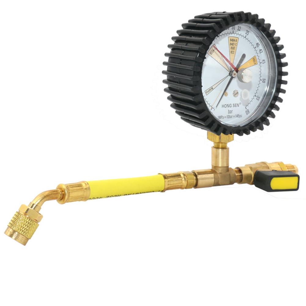 1/4 NPT Air Conditioning Pressure Gauge Refrigeration Pressure Mater Nitrogen Pressure Maintaining Tester Tool -1 to 60Bar