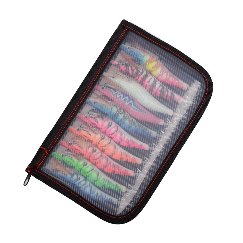Appât artificiel pour la pêche, leurre pour attraper des poissons tels que des calamars, des crevettes, des gabarits, des poulpes, avec yeux 3D, lumineux, , 10 unités, 12g – 21g