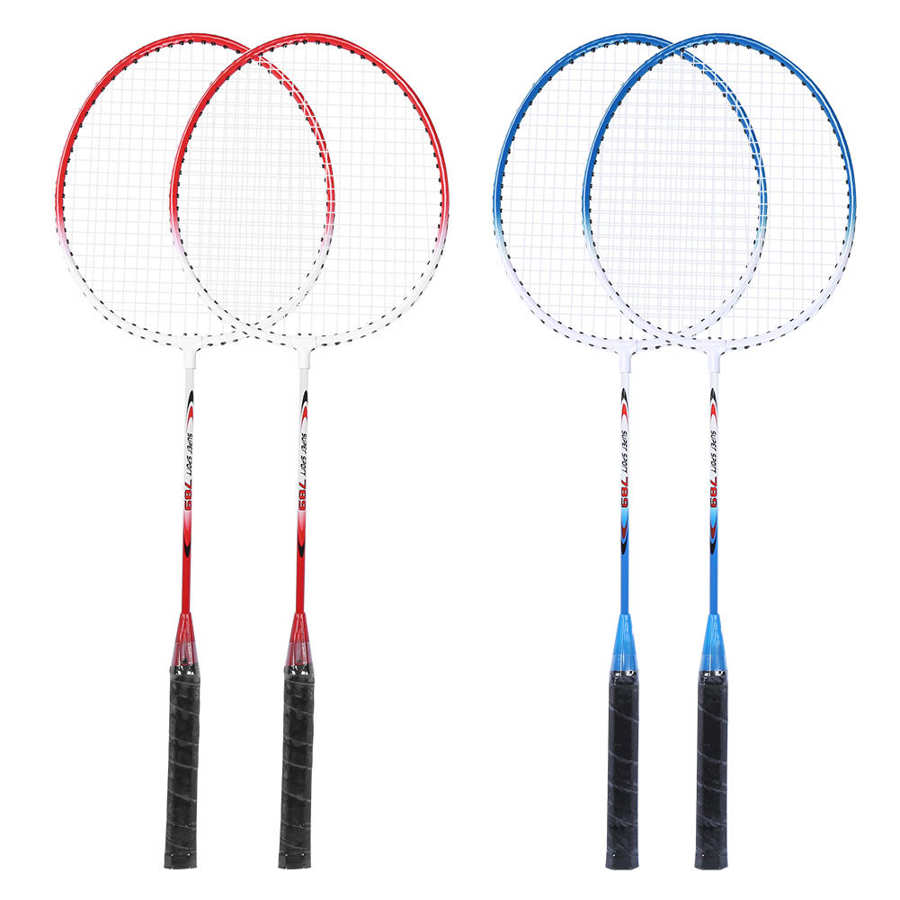 2Pcs Badminton Rackets Iron Alloy Handle Badminton Racket Soft Handle Badminton Beginner Training Practicing Equipment
