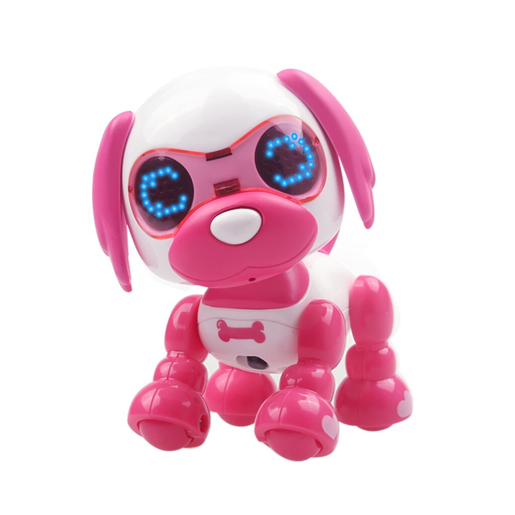 Interactivo RC Perro Robot de juguete inteligente electrónica mascotas perro de los niños de juguete Animal ojos LED grabación de sonido cantar dormir juguetes inteligentes: Hot Pink