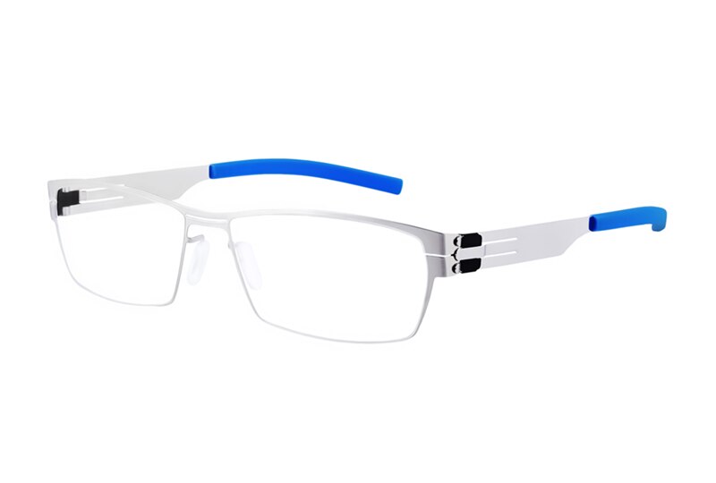 Germany Brand Berlin Screwless Eyeglasses Men Women Lightweight Optical Glasses Frame with Clip-on Polarized Sunglasses: Silver