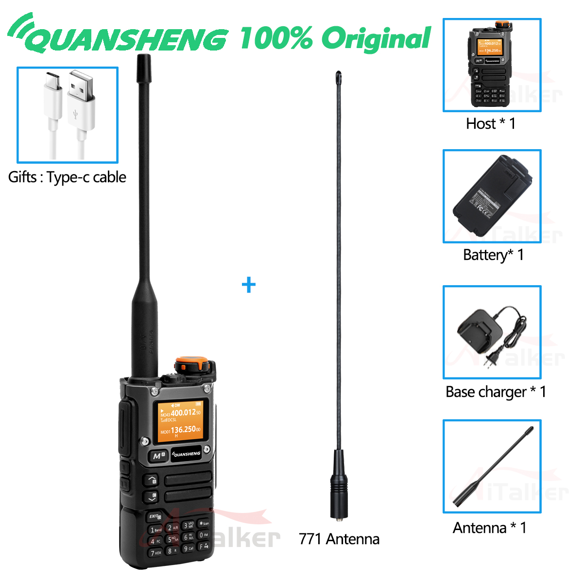 Quansheng Receiver UV K5 (8) Walkie Talkie Portable Am Fm Two Way Radio Commutator Station Amateur Ham Wireless Set Long Range: black / EU