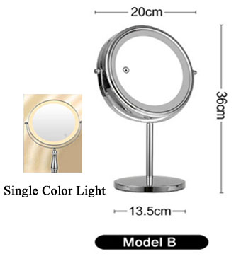 Big Size 8Inch Dubbelzijdig Vanity Make Geleid Spiegel 3X Vergroting, 3 Kleuren Touch Control, tafelblad Cosmetische Spiegel: Mod B-Single color